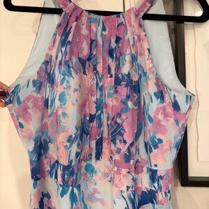 Eliza J Floral Ruffle Gown